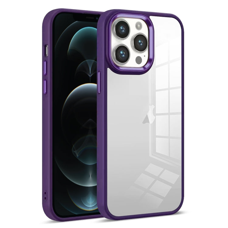 For iPhone 12 Pro Colorful Armor Transparent Phone Case(Purple) by buy2fix