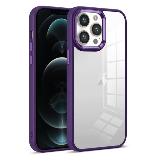 For iPhone 12 Pro Colorful Armor Transparent Phone Case(Purple) by buy2fix