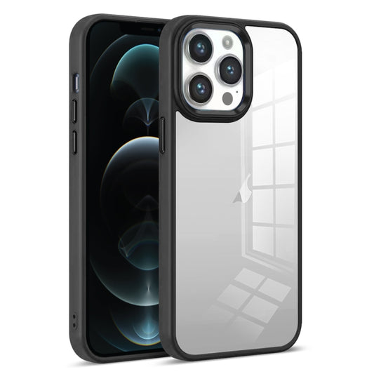 For iPhone 12 Pro Max Colorful Armor Transparent Phone Case(Black) by buy2fix