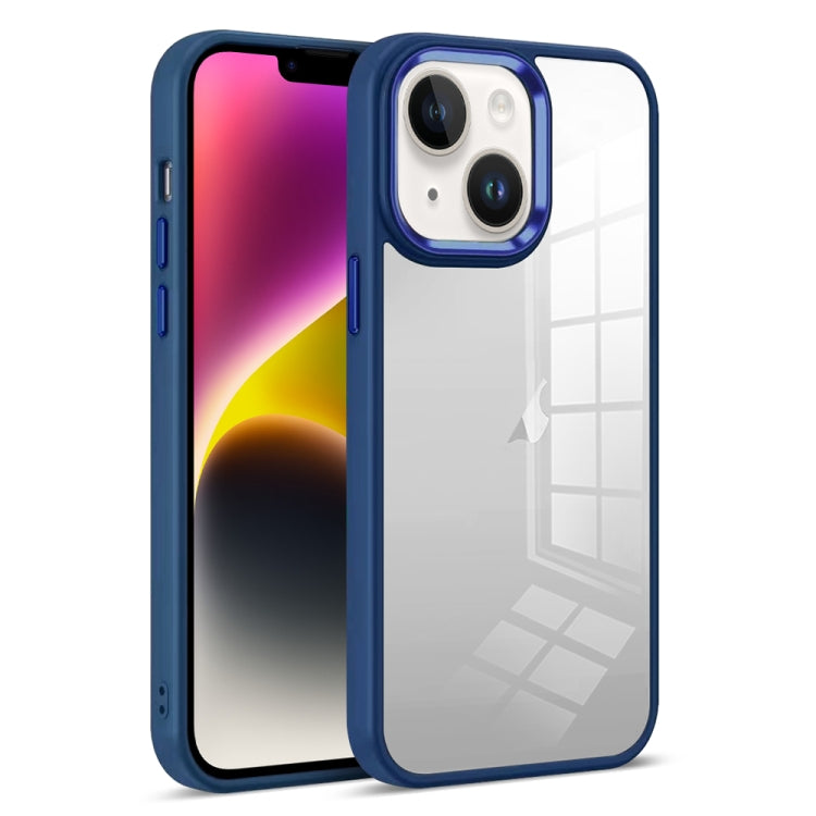 For iPhone 14 Plus Colorful Armor Transparent Phone Case(Blue) - iPhone 14 Plus Cases by buy2fix | Online Shopping UK | buy2fix