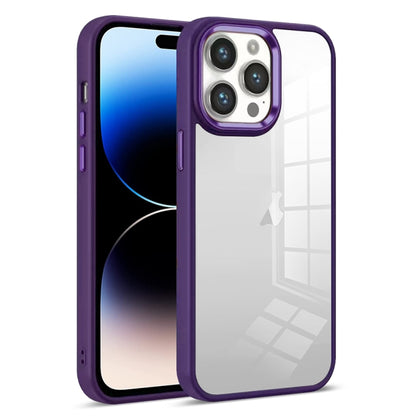 For iPhone 14 Pro Colorful Armor Transparent Phone Case(Purple) - iPhone 14 Pro Cases by buy2fix | Online Shopping UK | buy2fix