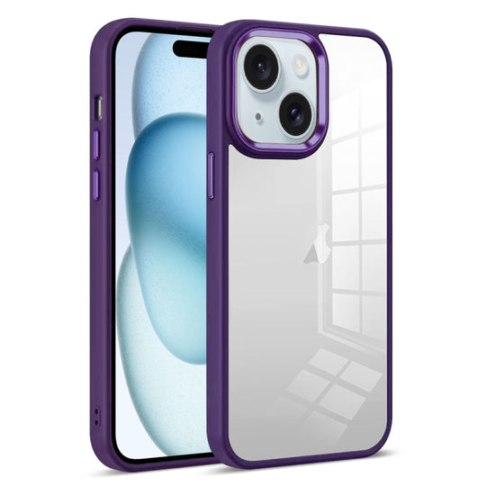 For iPhone 15 Colorful Armor Transparent Phone Case(Purple)