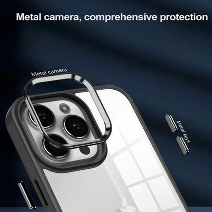 For iPhone 12 Colorful Armor Transparent Phone Case(Black) by buy2fix