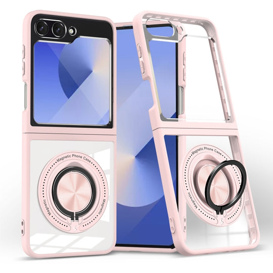 For Samsung Galaxy Z Flip6 / Flip7 FE Magnetic Rotating Ring Holder Phone Case(Pink)