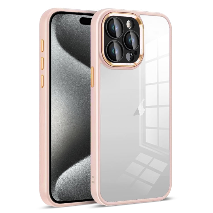 For iPhone 15 Pro Max Colorful Armor Lens Film Transparent Phone Case(Pink) by buy2fix