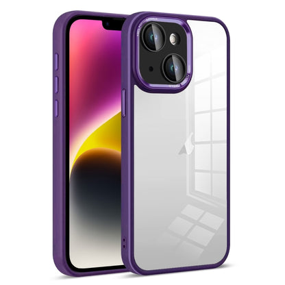For iPhone 14 Colorful Armor Lens Film Transparent Phone Case(Purple) by buy2fix
