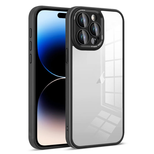 For iPhone 14 Pro Max Colorful Armor Lens Film Transparent Phone Case(Black) - iPhone 14 Pro Max Cases by buy2fix | Online Shopping UK | buy2fix