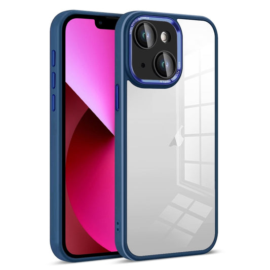 For iPhone 13 Colorful Armor Lens Film Transparent Phone Case(Blue) by buy2fix