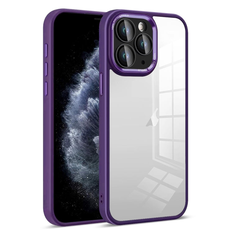 For iPhone 11 Pro Colorful Armor Lens Film Transparent Phone Case(Purple) by buy2fix