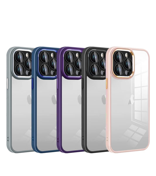 For iPhone 13 Pro Max Colorful Armor Lens Film Transparent Phone Case(Grey) by buy2fix