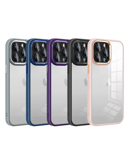 For iPhone 13 Pro Colorful Armor Lens Film Transparent Phone Case(Pink) by buy2fix