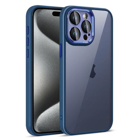 For iPhone 15 Pro Colorful Armor Lens Film Translucent Phone Case(Blue) - iPhone 15 Pro Cases by buy2fix | Online Shopping UK | buy2fix