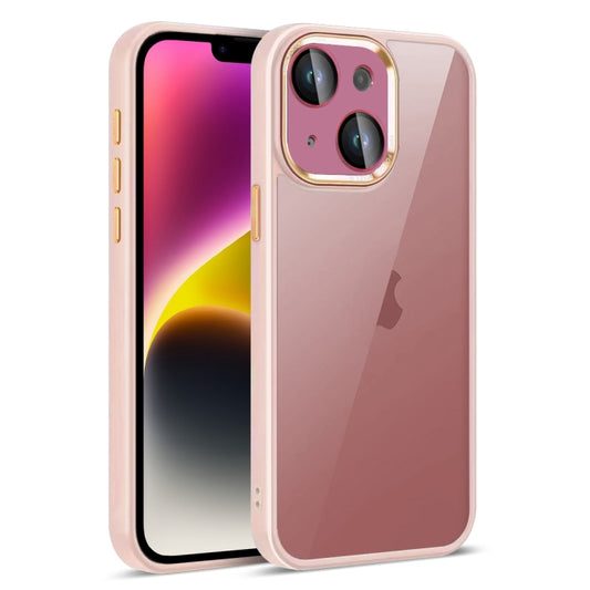 For iPhone 14 Plus Colorful Armor Lens Film Translucent Phone Case(Pink) - iPhone 14 Plus Cases by buy2fix | Online Shopping UK | buy2fix