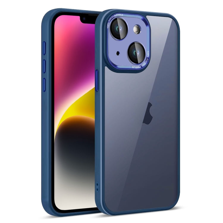 For iPhone 14 Plus Colorful Armor Lens Film Translucent Phone Case(Blue) - iPhone 14 Plus Cases by buy2fix | Online Shopping UK | buy2fix