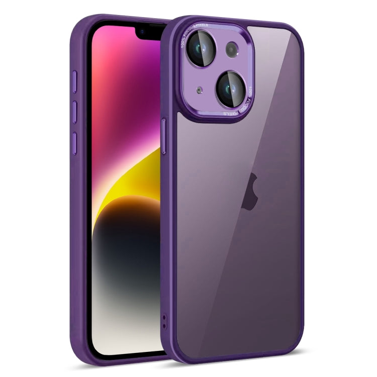 For iPhone 14 Plus Colorful Armor Lens Film Translucent Phone Case(Purple) - iPhone 14 Plus Cases by buy2fix | Online Shopping UK | buy2fix
