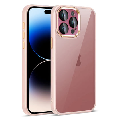 For iPhone 14 Pro Colorful Armor Lens Film Translucent Phone Case(Pink) - iPhone 14 Pro Cases by buy2fix | Online Shopping UK | buy2fix
