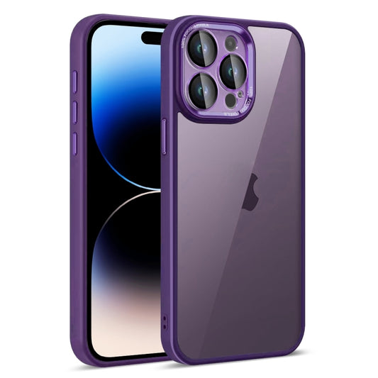 For iPhone 14 Pro Colorful Armor Lens Film Translucent Phone Case(Purple) - iPhone 14 Pro Cases by buy2fix | Online Shopping UK | buy2fix