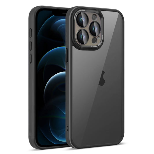 For iPhone 12 Pro Max Colorful Armor Lens Film Translucent Phone Case(Black) by buy2fix