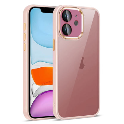 For iPhone 11 Colorful Armor Lens Film Translucent Phone Case(Pink) by buy2fix
