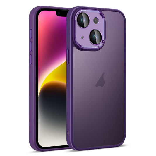 For iPhone 14 Plus Colorful Armor Lens Film Translucent Skin Feel Phone Case(Purple) - iPhone 14 Plus Cases by buy2fix | Online Shopping UK | buy2fix