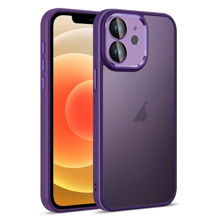 For iPhone 12 Colorful Armor Lens Film Translucent Skin Feel Phone Case(Purple) by buy2fix