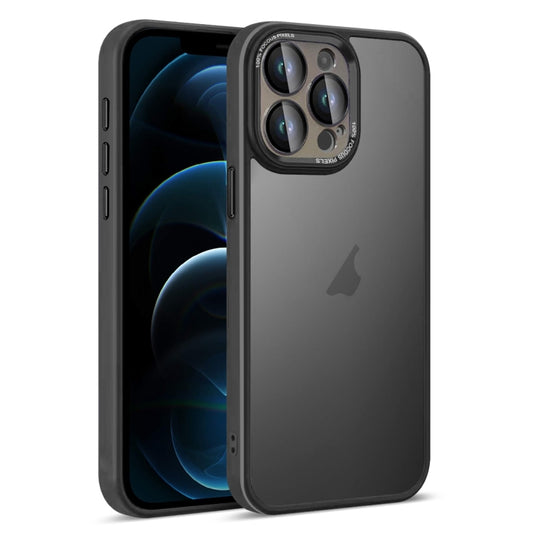 For iPhone 12 Pro Max Colorful Armor Lens Film Translucent Skin Feel Phone Case(Black) by buy2fix