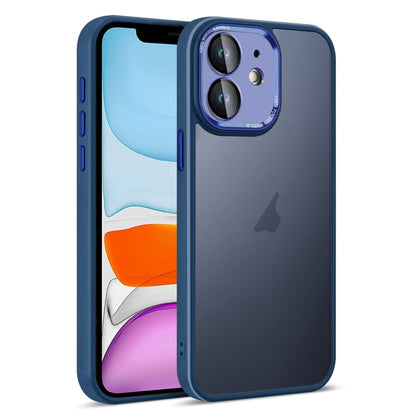 For iPhone 11 Colorful Armor Lens Film Translucent Skin Feel Phone Case(Blue) by buy2fix