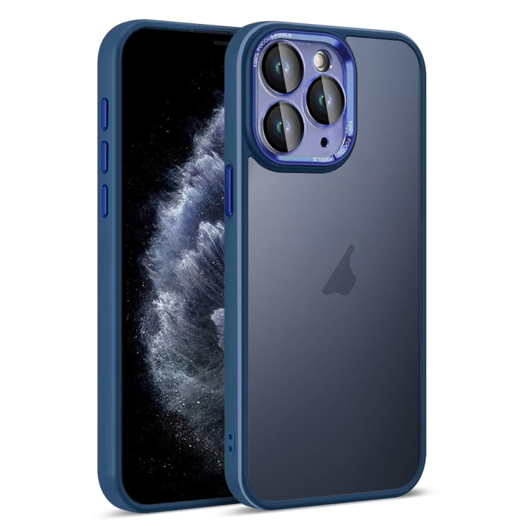 For iPhone 11 Pro Colorful Armor Lens Film Translucent Skin Feel Phone Case(Blue) by buy2fix