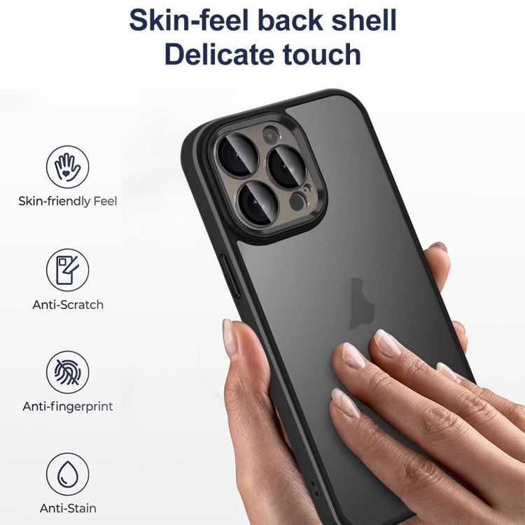 For iPhone 15 Colorful Armor Lens Film Translucent Skin Feel Phone Case(Black) - iPhone 15 Cases by buy2fix | Online Shopping UK | buy2fix
