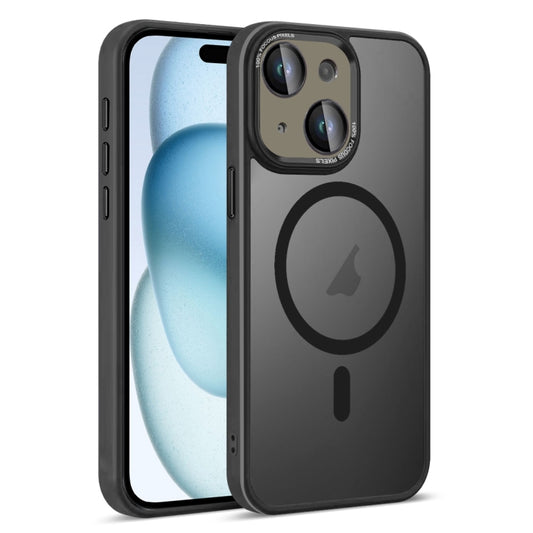 For iPhone 15 Colorful Armor Lens Film Translucent Skin Feel MagSafe Phone Case(Black) - iPhone 15 Cases by buy2fix | Online Shopping UK | buy2fix