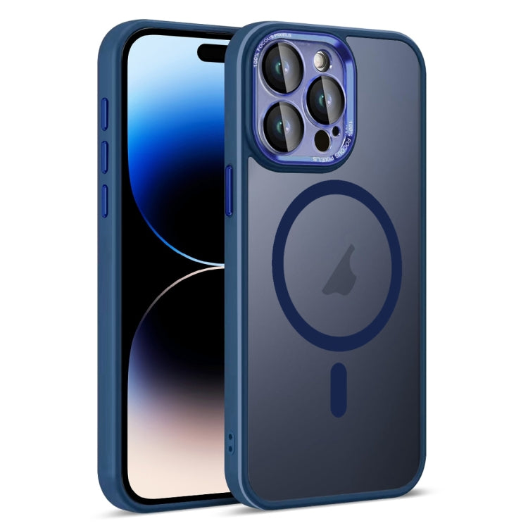 For iPhone 14 Pro Max Colorful Armor Lens Film Translucent Skin Feel MagSafe Phone Case(Blue) - iPhone 14 Pro Max Cases by buy2fix | Online Shopping UK | buy2fix