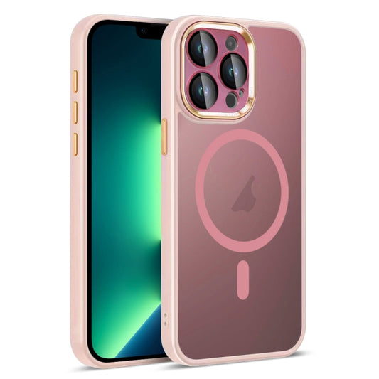 For iPhone 13 Pro Max Colorful Armor Lens Film Translucent Skin Feel MagSafe Phone Case(Pink) by buy2fix