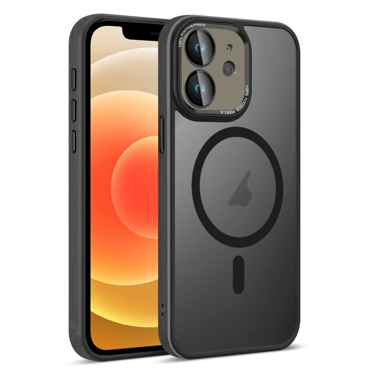 For iPhone 12 Colorful Armor Lens Film Translucent Skin Feel MagSafe Phone Case(Black) by buy2fix