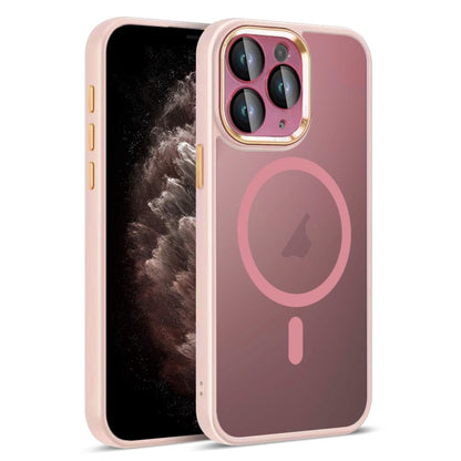 For iPhone 11 Pro Max Colorful Armor Lens Film Translucent Skin Feel MagSafe Phone Case(Pink) by buy2fix