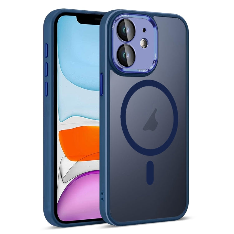 For iPhone 11 Colorful Armor Lens Film Translucent Skin Feel MagSafe Phone Case(Blue) by buy2fix