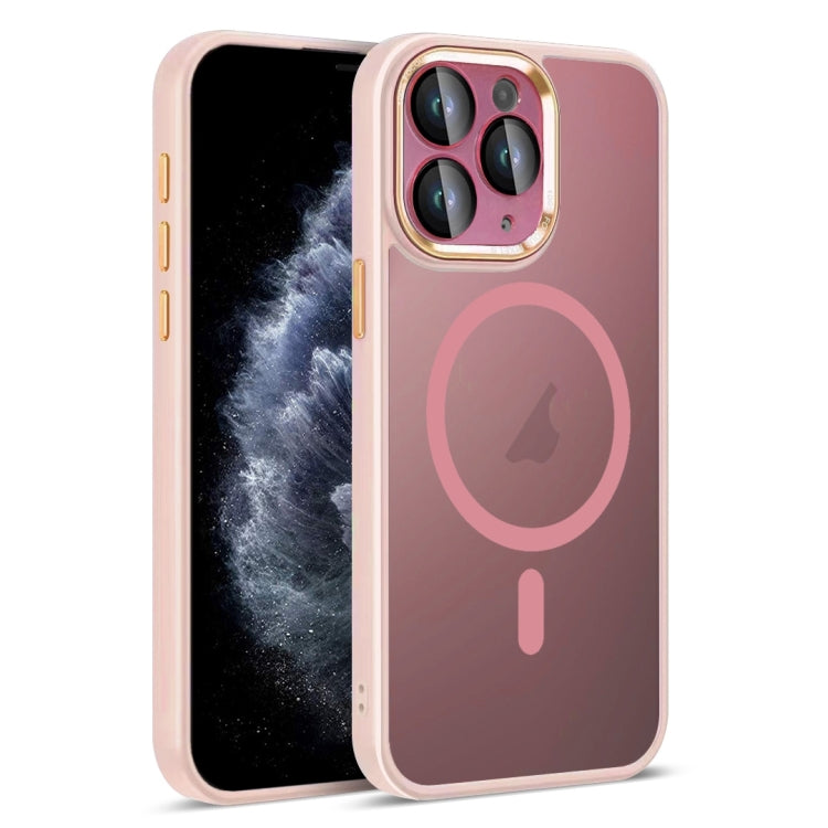 For iPhone 11 Pro Colorful Armor Lens Film Translucent Skin Feel MagSafe Phone Case(Pink) by buy2fix