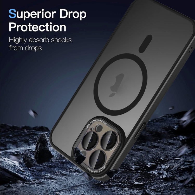 For iPhone 15 Colorful Armor Lens Film Translucent Skin Feel MagSafe Phone Case(Black) - iPhone 15 Cases by buy2fix | Online Shopping UK | buy2fix