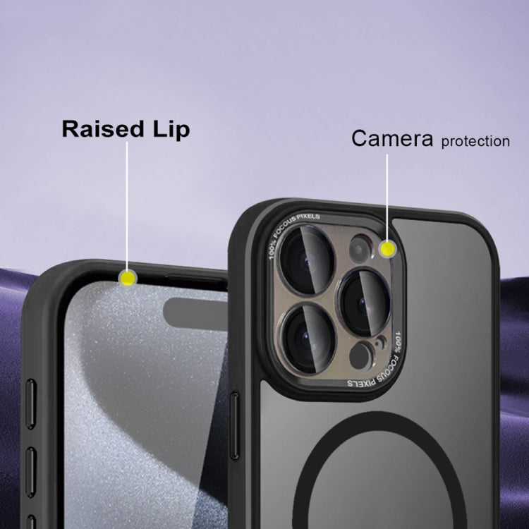 For iPhone 15 Colorful Armor Lens Film Translucent Skin Feel MagSafe Phone Case(Black) - iPhone 15 Cases by buy2fix | Online Shopping UK | buy2fix