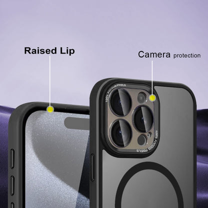 For iPhone 15 Colorful Armor Lens Film Translucent Skin Feel MagSafe Phone Case(Black) - iPhone 15 Cases by buy2fix | Online Shopping UK | buy2fix