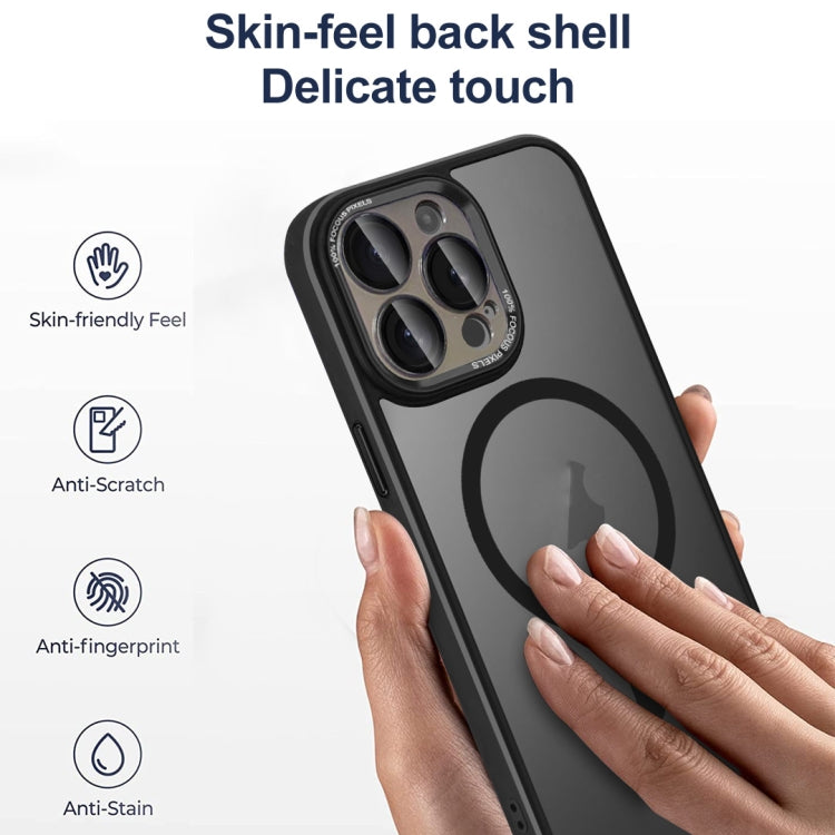 For iPhone 12 Colorful Armor Lens Film Translucent Skin Feel MagSafe Phone Case(Black) by buy2fix