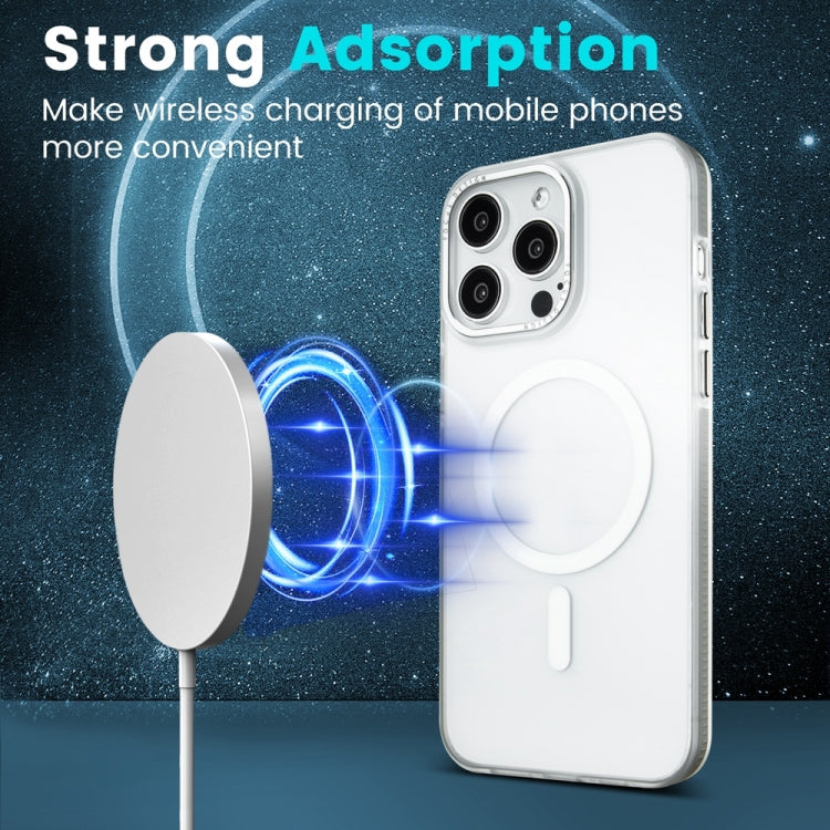 For iPhone 14 Color Edge Skin Feel Frosted MagSafe Magnetic Phone Case(White) by buy2fix