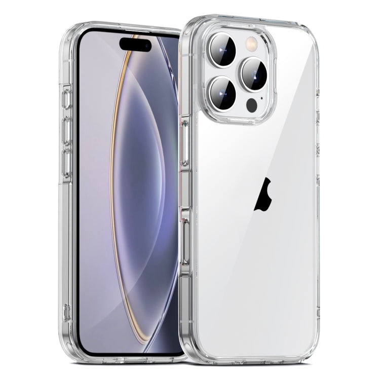 For iPhone 16 Pro Max PC Hybrid TPU Full Coverage Shockproof Phone Case(Transparent) by buy2fix
