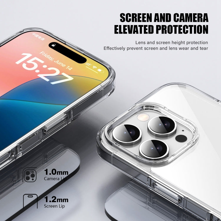 For iPhone 16 Pro PC Hybrid TPU Full Coverage Shockproof Phone Case(Transparent Black) by buy2fix