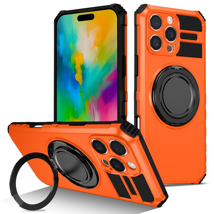 For iPhone 16 Pro Rotating Magnetic Holder Phone Case(Orange) by buy2fix