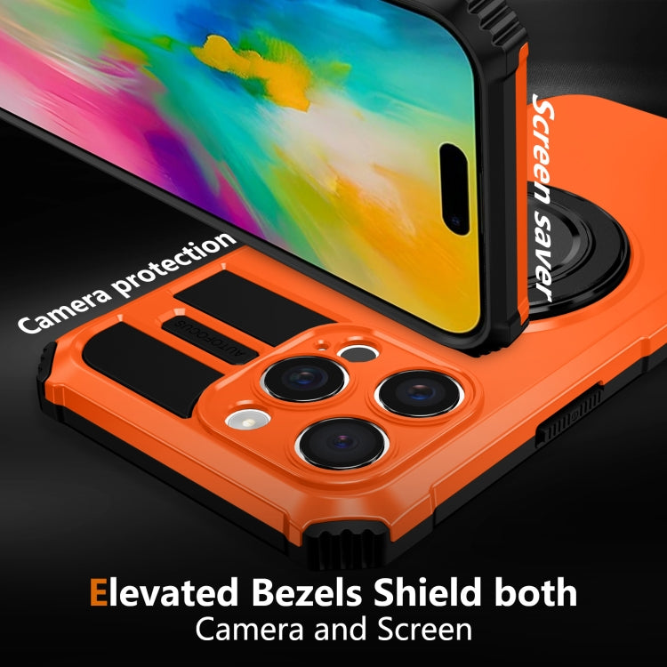For iPhone 16 Pro Rotating Magnetic Holder Phone Case(Orange) by buy2fix