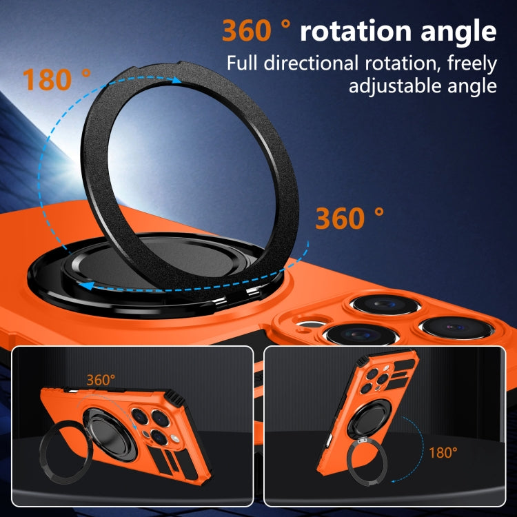 For iPhone 16 Pro Rotating Magnetic Holder Phone Case(Orange) by buy2fix