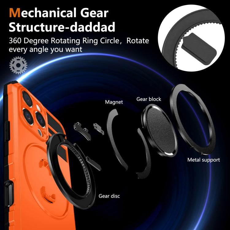 For iPhone 16 Pro Rotating Magnetic Holder Phone Case(Orange) by buy2fix