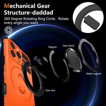 For iPhone 16 Pro Rotating Magnetic Holder Phone Case(Orange) by buy2fix