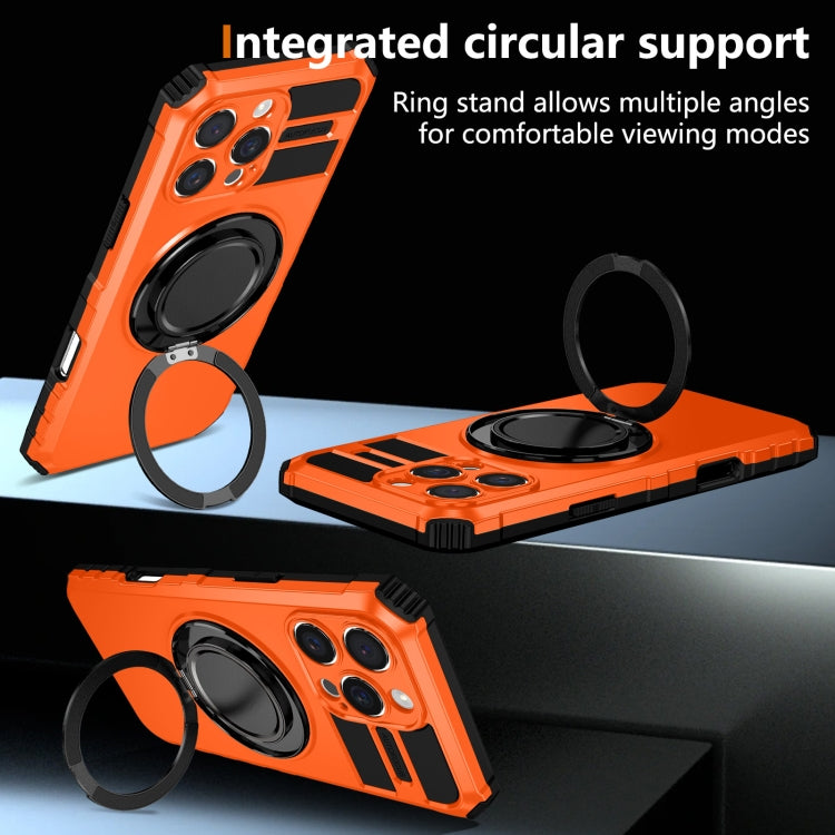 For iPhone 16 Pro Rotating Magnetic Holder Phone Case(Orange) by buy2fix