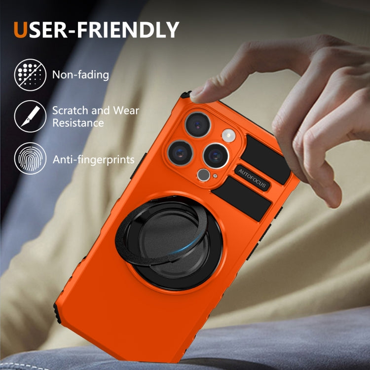 For iPhone 16 Pro Rotating Magnetic Holder Phone Case(Orange) by buy2fix